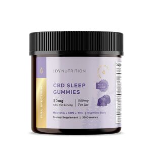 Joy Organics, CBD Sleep Gummies + CBN + THC, Nighttime Berry, Full Spectrum, 30ct, 30mg THC + 90mg CBN + 900mg CBD